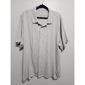 Men's Tommy Bahama SS Light Gray Button Down Size XL 70% Silk 30% Rayon